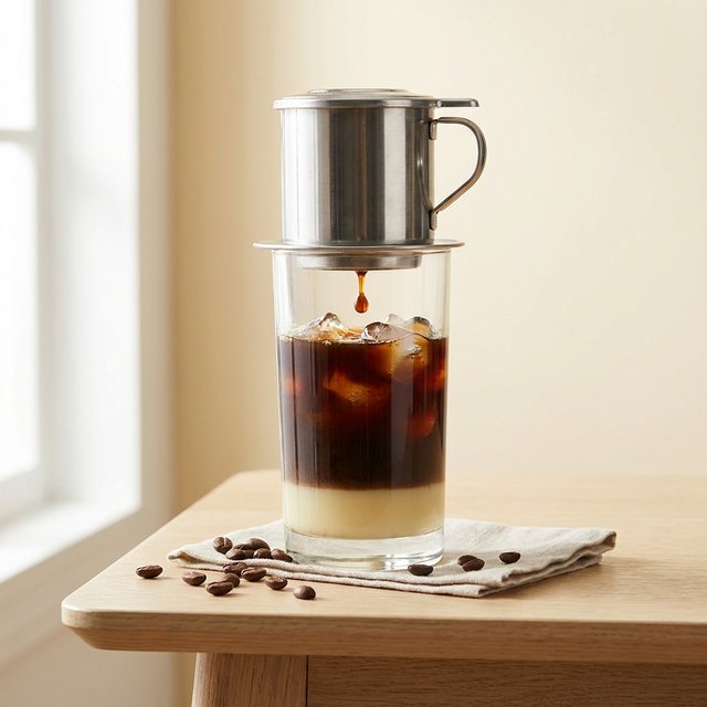 Cà phê sữa đá with phin filter
